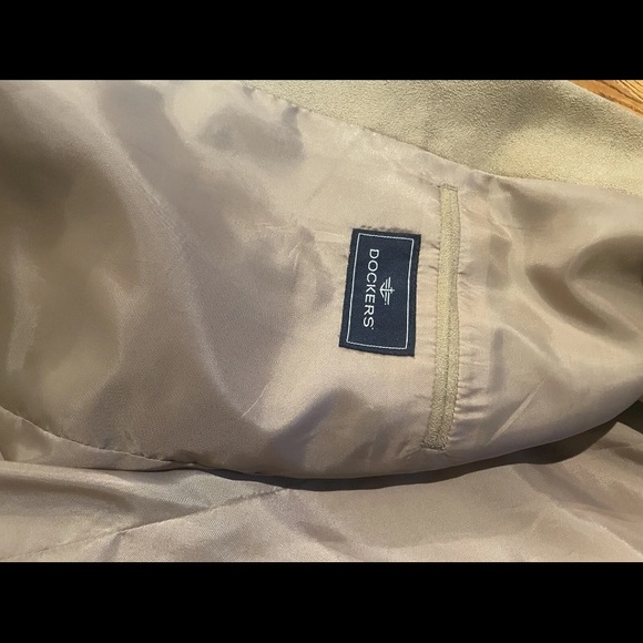 Vintage Men's DOCKERS Tan Sport Coat - Faux Suede Blazer Size 44R - Picture 4 of 8